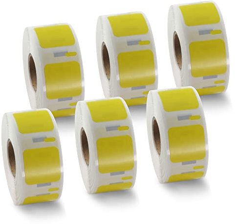 BETCKEY - 6 Rollen Gelb Mehrzwecketiketten Kompatibel mit DYMO S0929120, 25mm x 25mm, 4500 Farbige Etiketten für LabelWriter 450, 4XL NICHT passend 550 oder 5XL