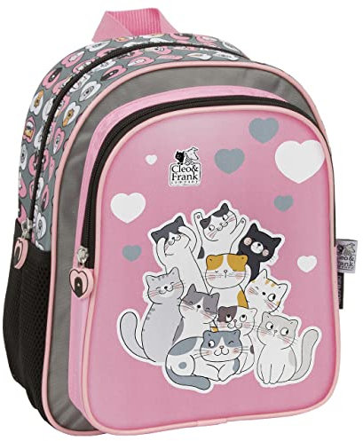 Cleo & Frank Katze Kinder Rucksack 28 cm Kindergarten Tasche rosa Mädchen