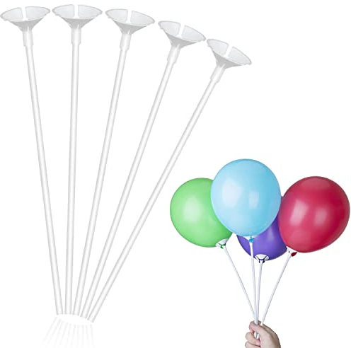50 Sätze Wiederverwendbar Ballonhalter Set,Luftballon Ständer,Haltbare Ballonhalter,Ballonstangen,Ballonbaum,Ballonstäbe für luftballons,Ballonstäbe Weiß,Stäbe Halter für Balloon,Ballon Stick Halter