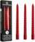DECO EXPRESS Stabkerzen Set 3er oder 6er, Gedrehte Spiralkerzen, Bunte Kerzen, Brenndauer 6 Stunden Unparfümiert (Rot, 3er-Pack)