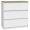VBChome Kommode mit 3 Schubladen Weiß-Eiche 80 x 39 x 81 cm Grifflose Schubladenkommode Holz Mehrzweckschrank Mehrzweckschrank für Flur Schlafzimmer Wohnzimmer Kinderzimmer Einfache Montage