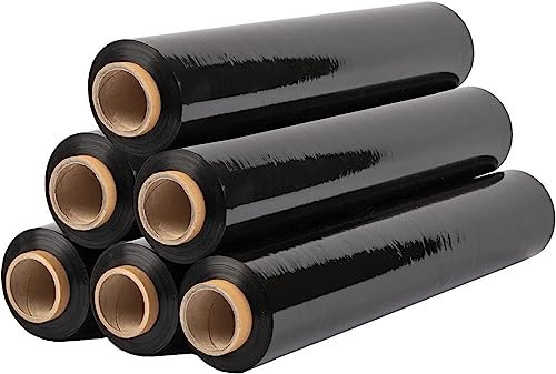 LOT DE 6 PIECES - Films étirables déménagement Noir opaque 17µ - 270 m x 45 cm - Films étirables Films palettes I Rouleaux emballages colis 270 m - Kamberg