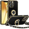 Miss Arts für iPhone 12 Pro Hülle mit Band, Ring Ständer Handykette Handyhülle Frauen Mädchen Dünn Stoßfeste Schutzhülle für iPhone 12 Pro Case Schwarz