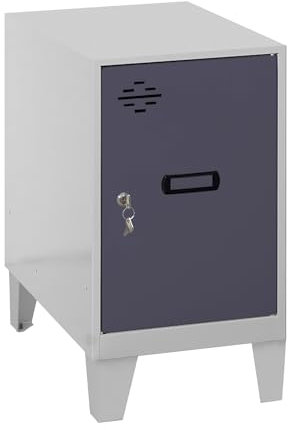 Simon Rack Simonlocker Kommode, klein, 575 x 300 x 500 mm, Amario aus Metall, inkl. Schlüssel, Grau/Anthrazit