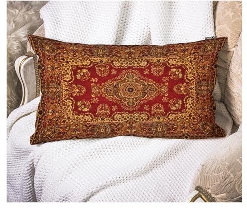 EKOBLA Orientalischer Perserteppich-Muster, dekorativer Überwurf-Kissenbezug, antiker Druck, Leinen, Holz, dekorativer Wurfkissenbezug Kissenbezüge für Bett, Sofa, längliches Rechteck, 30,5 x 50,8 cm,