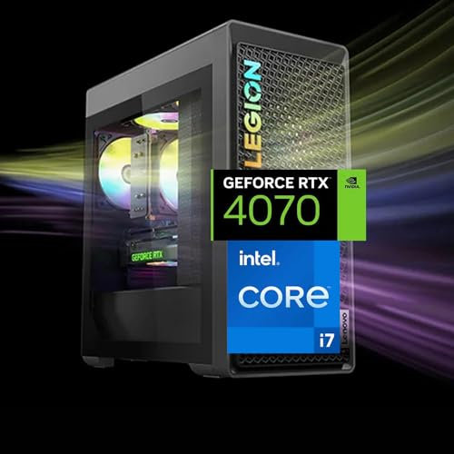 Lenovo Legion T5 Gen 8 Gaming Tower Desktop, Processore Intel Core i7-13700F di 13a generazione, NVIDIA GeForce RTX 4070, RAM DDR5 da 32 GB, SSD da 1 TB + HDD da 2 TB, HDMl, DP, RJ-45, Wi-Fi 6