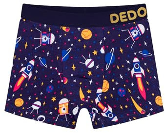 Dedoles Boxershorts Herren & Jungen Unterwäsche Trunks Baumwolle lustige Designs Dinosaurier Hamster Spiele Maulwurf Geschenk, Farbe Blau, Motiv Astronaut Jungen, Gr. 9-10 Jahre