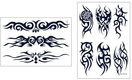 Lot de 2 tatouages tribaux - Tatouage semi-permanent - Tatouage longue durée - XLM06 09