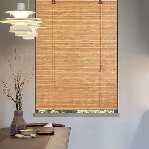 Sh000ad Store Enrouleur Bambou percage,Rideau Bambou Exterieur,Store à Rouleau en Bois,Protection Solaire et Brise-Vue,Store Fenetre Occultant,pour Balcon/Jardin,Largeur x Hauteur (80cm x 100cm)