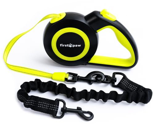 FirstPaw Rollleine – Ausziehbar Hundeleine 5m mit Stoppfunktion - Ergonomische Hunde Leine für Spaziergänge - Hundeleine kleine Hunde und Mittlere bis zu 20kg - Retractable Dog Leash