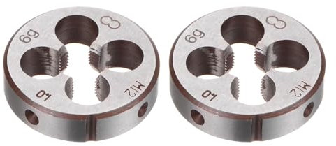 QUARKZMAN 2 Pezzi di Filiere rotondo, Filettatura Metrica M12 x 1 (Mano Destra), Strumento di Riparazione di Fustelle per Viti in Acciaio per Utensili in Lega