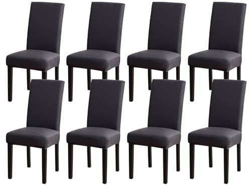 mafudoxi Stuhlhussen 8er Set, Stretch Abnehmbare Waschbar Stuhlbezug, Stretch Stuhlhusse mit Gummiband, für Hotel, Bankett, Restaurant, Haus, Party, Hochzeit(Anthrazit, 8Stück)