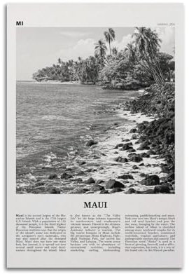 Maui-Druck, Schwarz-Weiß-Ozean, Maui-Wandkunst, Maui-Poster, Maui-Foto, Maui-Wanddekoration, Hawaii, USA, USA, Nordamerika, Poster, dekorative Malerei, Leinwand, Wandposter und Kunstbild, Prin