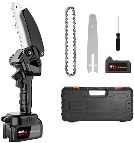 Mini Chainsaw Cordless 6 Inch, Electric Saw Battery Chainsaw Chain Saws with 1 2.0Ah Battery and 1 Super Chains, Small Chainsaw Power Tools for Cutting Trees, Cut Wood, Tree Trimming (2024 Upgrade)