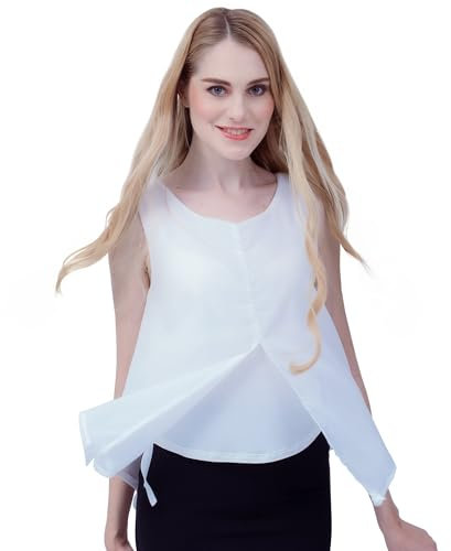 ChillSabai Stilltops Chiffon - Elegant Stilloberteil mit Reißverschluss - Hautfreundlich & Atmungsaktiv - Leicht Umstands-Tanktop Sommer, Kurz - Schwangerschafts- & Stillmode, Weiß, S-M