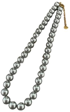 Collana Donna Lunga Perle, Collane Donna Lunghe Bianco/Grigio Placcato in Oro per Compleanno