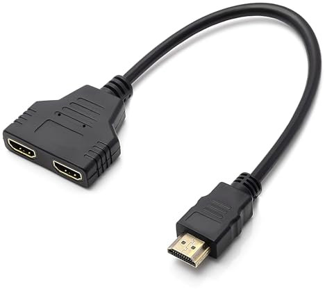 HDMI Splitter 1 in 2 Out Cable Adapter 1080p HDMI Male to Dual Female 1 to 2 Way Distributor Converter Hdmi Monitor Adapter 2 Port HDMI Splitter Support for LED LCD DVD TV Dual Monitors