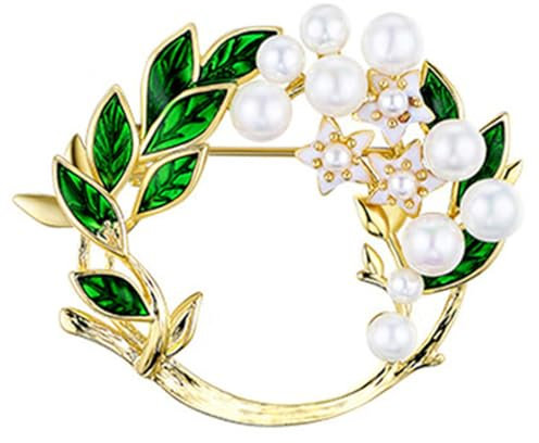 1 broche en forme de muguet, fleur préférée de la reine Elizabeth blanche, 4.2x3.5x1cm, Métal