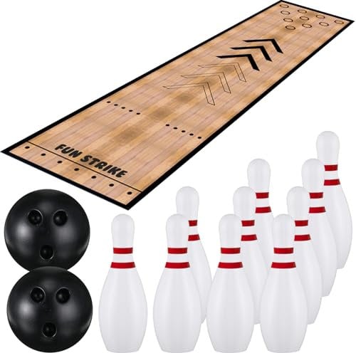 KEAGAN Mini set da bowling, giochi da bowling, giochi da bowling per interni ed esterni, set da bowling con pista da bowling, birilli e palla, set di giochi da bowling per interazione sportiva