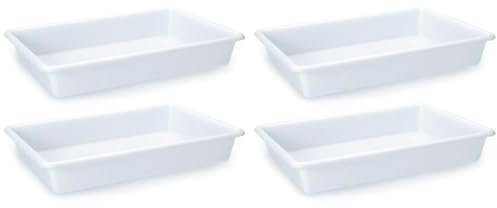 AC - Pack de 4 Bandejas Frigorificas - Capaciadad de 9 L - Fabricado en Plástico - Apto para Microondas y Congelador - 7,5 x 43,5 x 28 cm - Color Blanco