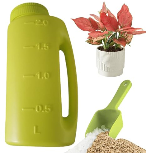 Schneesalzstreuer, handgehaltener Salzstreuer für Schnee, 2l Salzstreuer für Schnee mit Schaufel - Eisschmelze Shaker mit Griff, verstellbare Öffnungsgrößen, Deicer