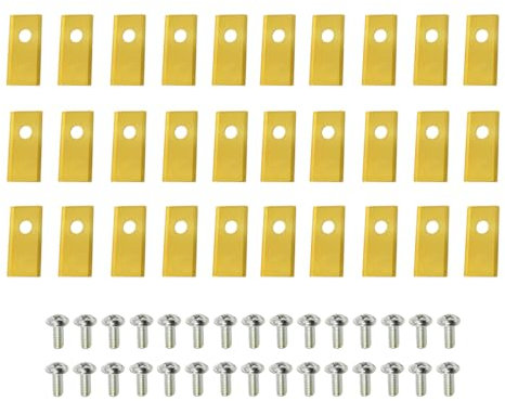 SEIWEI Rasenmähermesser mit Schrauben, Mähroboter Ersatz Roboter Rasenmäher Messerset für Worx Landroid Scheppach Robomow Einhell Landxcape Rasenmähroboter, Edelstahl (30er Pack - Gold)