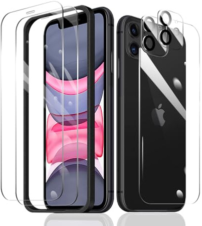 Fylnatc 2×Screen Protector for iPhone 16 Pro Max + 2×Camera Lens Protector + 1×Back Tempered Glass Film + 1×Installation Frame, 9H Hardness Case Friendly HD Clear Scratchproof Impact Protection