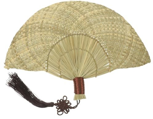 Gatuida Fächerdekoration Handgefertigt Fächer Chinesischen Stil Sommerfächer Cooler Fächer Zuhause Vintage Design Stroh Handfächer Dekorativ Handfächer