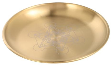 Milisten Plateau Pentagramme Rituel 14 Cm en Acier Inoxydable, Porte-Bougie Multifonctionnel, Plaque D'autel Spirituelle pour Contemplation Et Décoration Intérieure