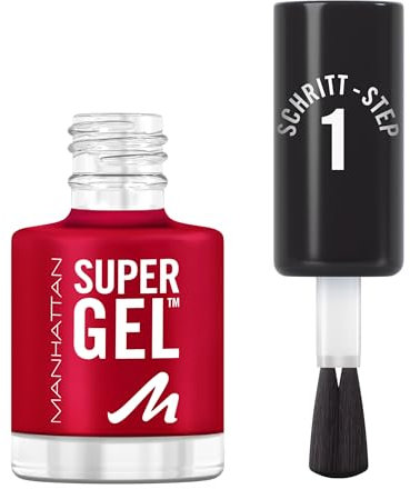MANHATTAN Super Gel Nail Polish, langhaltender Nagellack, hochglänzendes Finish, einfache Anwendung, gelartige Maniküre, splittert nicht, cleane Formel, 045 Flamenco Beach, 12ml