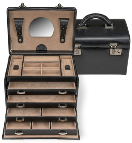 Windrose Schmuckoffer beluga/schwarz (Leder)