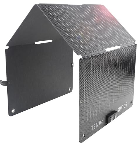 EYONGPV Chargeur de panneau solaire pliable 80 W avec LED Owl-Eye, USB-C et USB-A DC Charge rapide, chargeur solaire portable pour camping, randonnée, camping-car, extérieur, compatible avec iPhone
