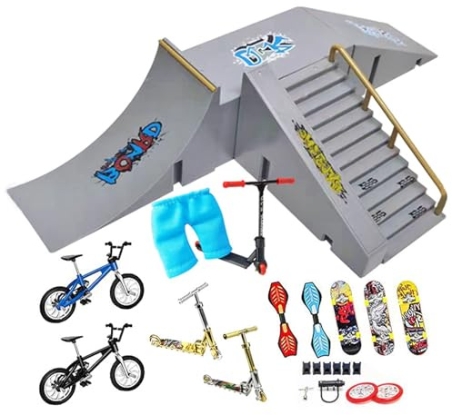 Mini Finger Skateboard Und Rampe Zubehör Set, Fingerboard Skate Park Kit 13 In 1,Fingerskateboard Mit Rampen,Fingerspielzeug Lernspielzeug Geschenke Für Kinder Ab 6 Jahren