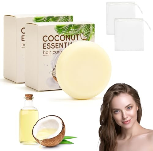 Lot De 2 Shampoings Solides à L'Huile De Coco, Hydratants Et Nourrissants Pour Hommes Et Femmes, Pour Cheveux BoucléS, FriséS Et ColoréS. Hydratation Intense, Volume Et Force