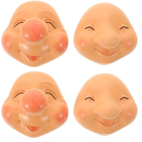 MUSISALY 4 Kleiner Gesichter aus Kunstharz für Selbstgemacht Zwergendeko Detailreiche Zwergengesichter 58x58mm und 57x55mm Ostern und Valentinstag Bastelzubehör