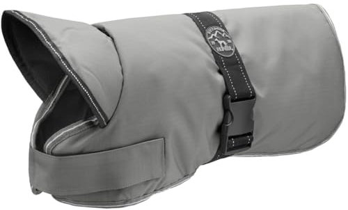 HUNTER Hundemantel DENALI, Farbe: grau, warmer Hundemantel mit Fleece-Innenfutter, wasserabweisend, reflektierend, hoher Kragen, perfekte Passform, leicht waschbar, Größe: 50