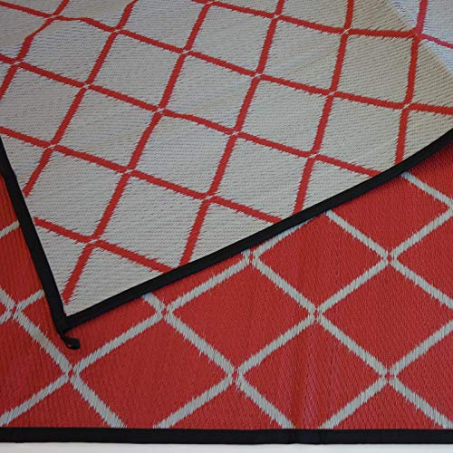 Schlauchland Outdoor Teppich Camping Matte ´´´odooro WAVETEX Diamond 2,7m x 5m rot-grau *** VIELE GRÖSSEN + Farben * 450 g/m² Zeltteppich Vorzelt Teppich Garten Spieldecke Wohnwagen Camper