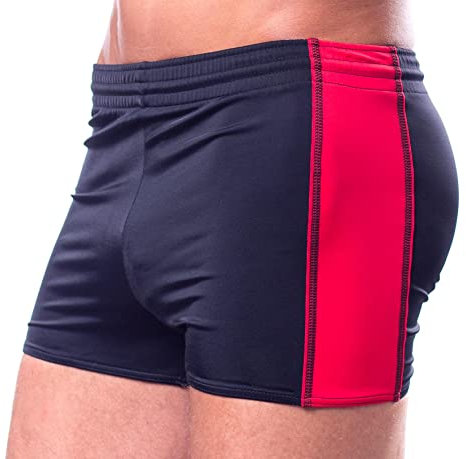 Aquarti Maillot de Bain Homme avec Cordon Coulissant Shorts de Natation, Nior/Rouge, 6XL