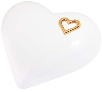 Urne funéraire unique en céramique – Urne funéraire en forme de cœur pour adultes (blanc)