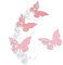 HaimoBurg 100 PCS Bianco/Rosa Segnaposti Segnabicchiere Segnatavolo Perlato Forma di Farfalle Decorazioni per Feste Matrimonio
