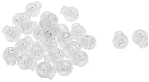 sourcing map 25pcs Plastic Cord Lock Stopper End Spring Stop Toggle Fastener Stopper Rope End for Drawstring Clothing, Shoelace, Bag, Camping Clear