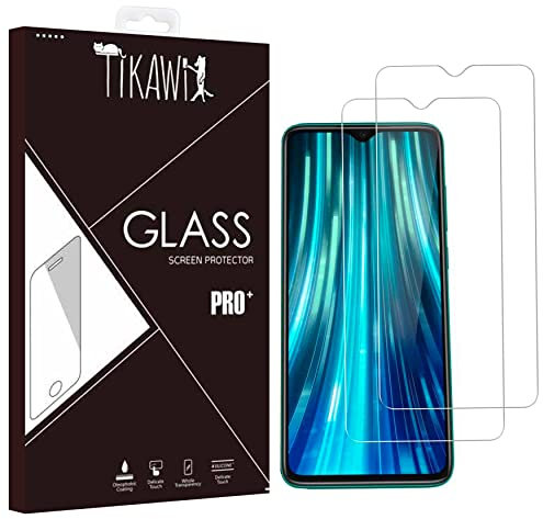 TIKAWI Cristal templado compatible Xiaomi Redmi Note 8 Pro (6,53) [Pack de 2] Película de protección de cristal, alta resistencia (9H) y sin burbujas de aire, instalación rápida y fácil