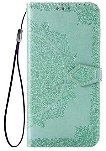 TingYR Hülle für LG K42 Schutzhülle, Handyhüllen Flip Hülle Wallet Stylish mit Standfunktion und Magnetisch PU Tasche Schutzhülle.(Grün)