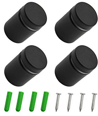 WJUAN 4 Stück 19 x 26 mm Schwarz Abstandshalter Edelstahl, Nagel Schilder Abstandshalter Schilderhalter, Schraube Glas Standoff Halter für Montieren und Befestigung des Glases