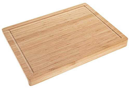 SIDCO Schneidebrett Backbrett mit Anschlagkante Küchenbrett Tranchierbrett Bambus