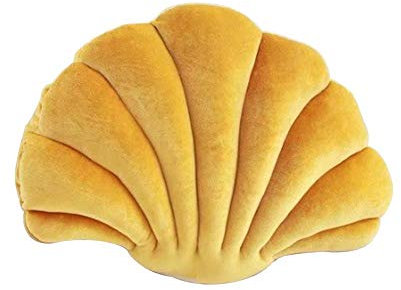 WSYW Kissen in Muschelform, Meeresmotiv, gefülltes Kissen, Plüschkissen, Samtkissen für Zuhause, Bett, Sofa, Büro, Kissendekoration, Gelb, 34 x 25 cm