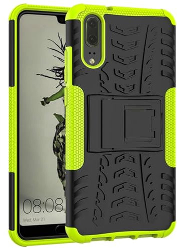 CoolGadget Outdoor Handyhülle für Huawei P20, Robuste Schutzhülle mit integriertem Ständer und stoßfestem Design, Grün