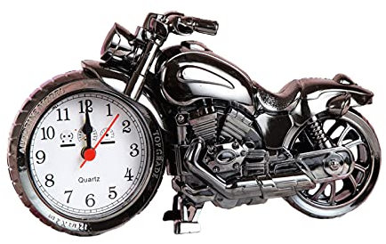 DZAY Vintage Wecker Motorrad Modell Studenten Alarm Clock Tisch Schreibtisch,Retro-Stil Tischuhr für das Büro zu Hause Dekoration Kinder Erwachsene Einzigartiges Geschenk für Motorliebhaber (B)