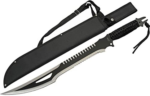SZCO Supplies 63,5 cm Maniglia Avvolta in Cord-Wrapped Machete Fantasy Outdoor con Guaina in Nylon 926956 Nero