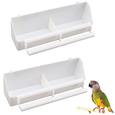 Huianpen 2 Stück Vögel Futternapf,Kunststoff Vogelnapf,Papagei Futternapf,Vogelfutterspender,Papageien Tränke,Vogelnapf,für Vögel Wellensittiche, Nymphensittiche Papageien Geflügeltränke (Weiß)